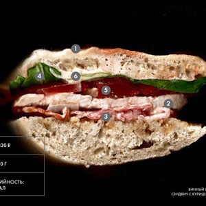 Составные части: Cэндвич с курицей и беконом из винного бара «Гаврош» — Составные части на The Village